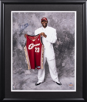 2003 LeBron James Signed and Framed to 21.5x25.5" "Draft Day" Photo - Image That is Used on Topps Rookie Card (#1/50) - First of the Limited Edition (UDA)
